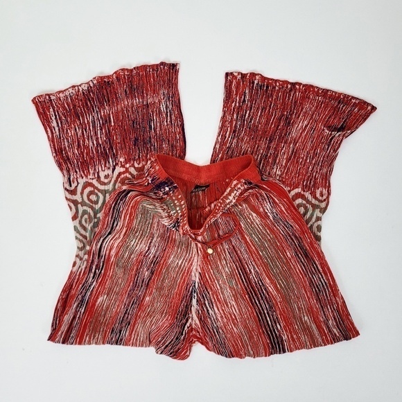 Rayon Abstract Lounge Pants High Rise Flare Bell Bottom Festival Comfy - Picture 2 of 11